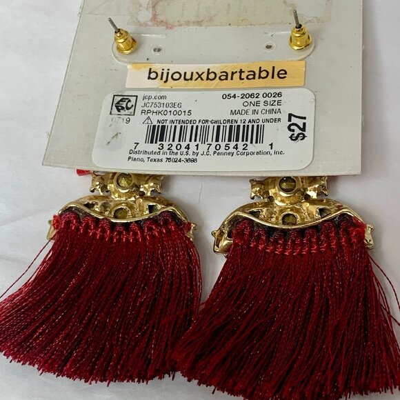 New BIJOUX BAR Rhinestone Fan Dangle Earrings - 3" - Picture 5 of 5